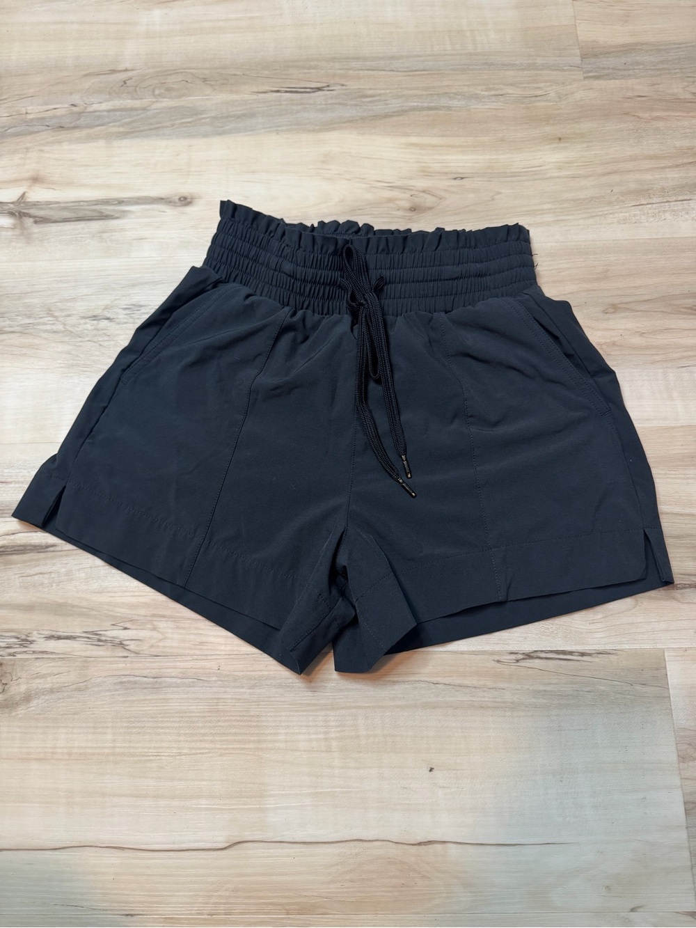 Abercrombie & Fitch Black Smocked-Waist Athletic Shorts